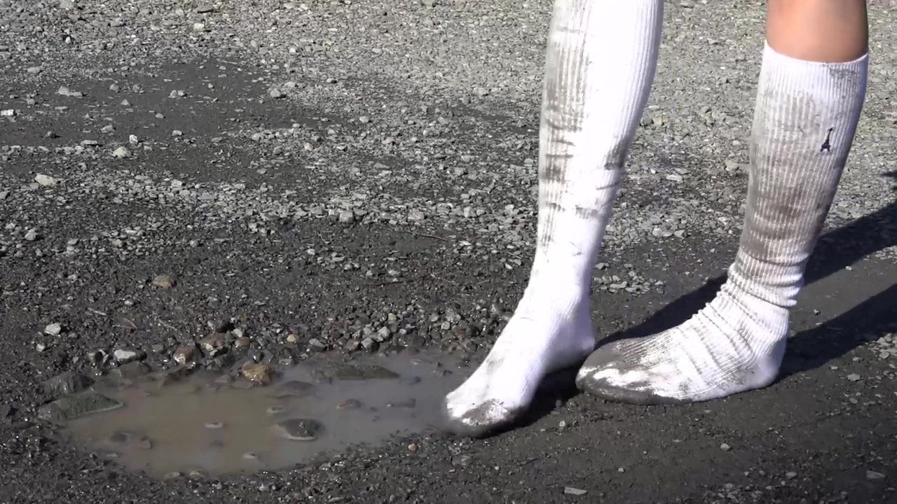 White Knee Socks Mud